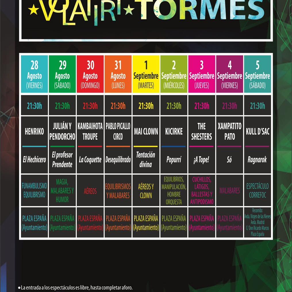 Cartel del festival Volatiritormes con programación de espectáculos