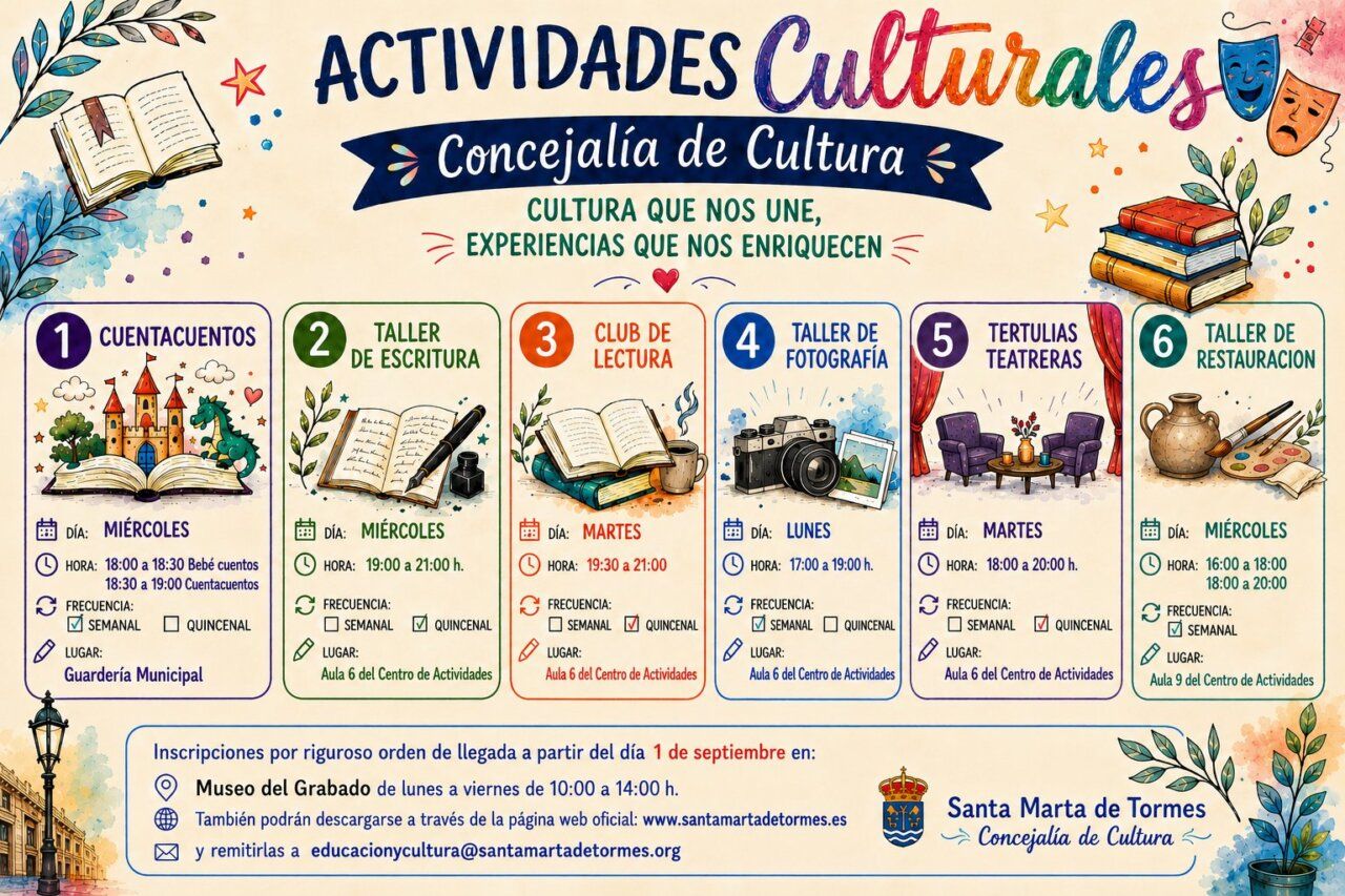 Cartel de actividades culturales en Santa Marta de Tormes