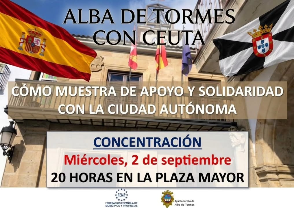Cartel de la concentración de la FEMP en apoyo a Ceuta en Alba de Tormes