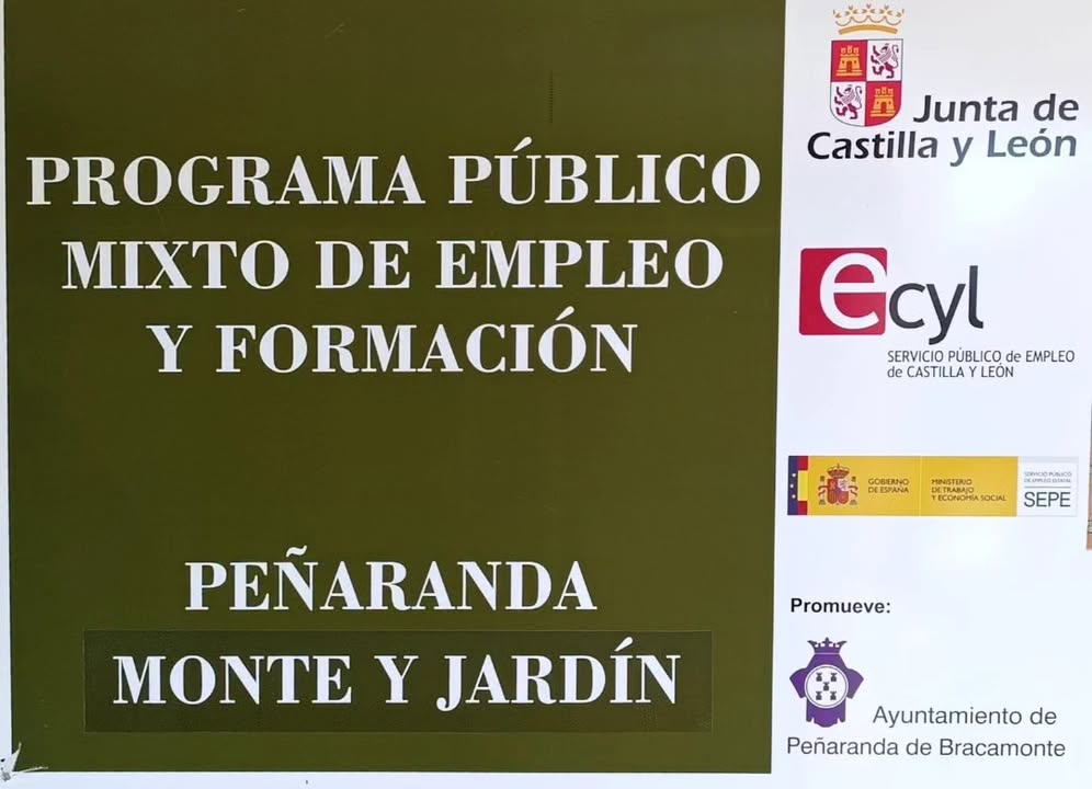 Cartel del programa de empleo y formación en Peñaranda de Bracamonte