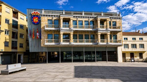 Fachada del Ayuntamiento de Guijuelo en un día soleado