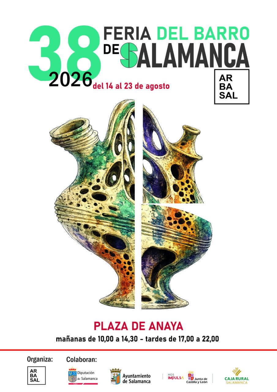 Cartel del primer Concurso del Barro en Salamanca, con cerámica artística.