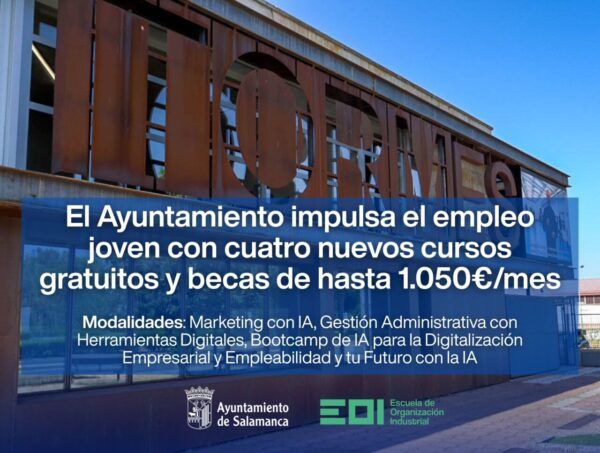 Cartel informativo sobre cursos gratuitos para jóvenes en Salamanca