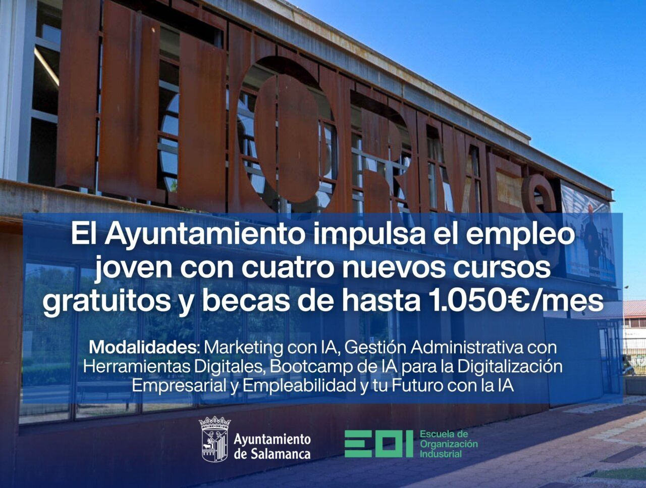 Cartel informativo sobre cursos gratuitos para jóvenes en Salamanca