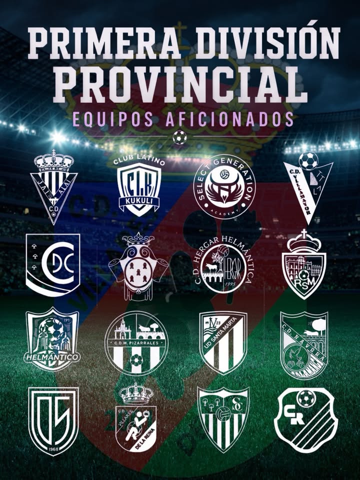 Logos de los equipos en la Primera División Provincial de Aficionados 2026