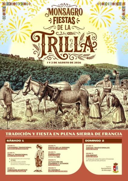 Cartel de la Fiesta de la Trilla en Monsagro con actividades y tradiciones