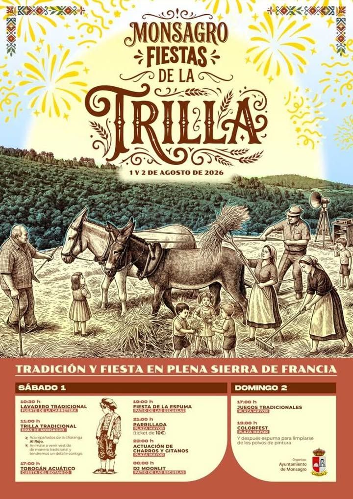Cartel de la Fiesta de la Trilla en Monsagro con actividades y tradiciones