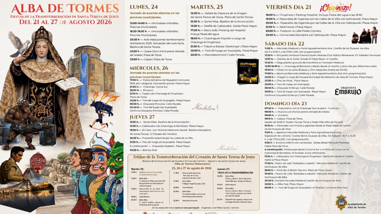 Cartel de las fiestas de la Transverberación de Santa Teresa en Alba de Tormes