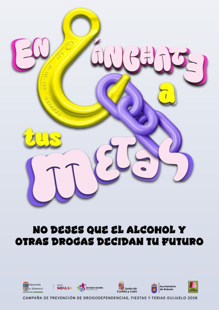 Cartel de la campaña Engánchate a tus metas contra el consumo de drogas