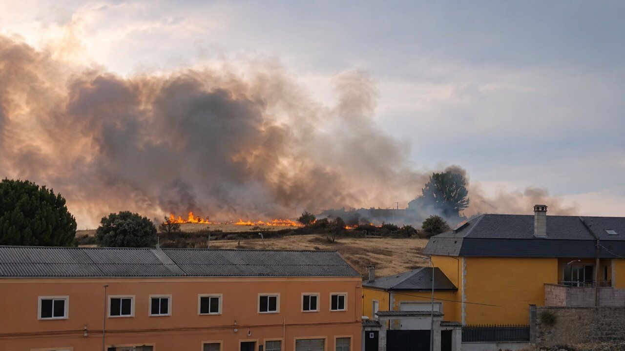 Incendio en Guijuelo provocado por un rayo durante una tormenta