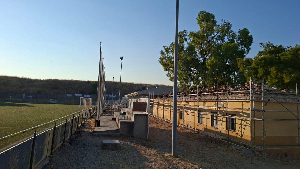 Obras en el campo de fútbol Ángel Pérez Huerta en Salamanca