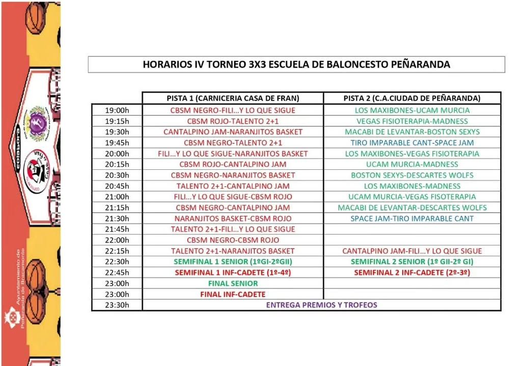 Horarios del IV Torneo 3x3 de Baloncesto en Peñaranda con detalles de partidos