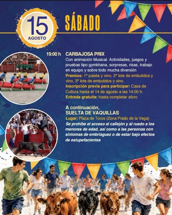 Programa de actividades para las Fiestas de San Roque en Carbajosa de la Sagrada