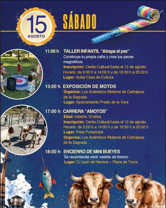 Programa de actividades para las fiestas de San Roque en Carbajosa de la Sagrada