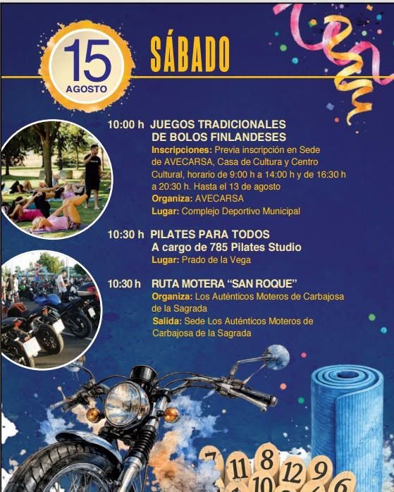 Programa de actividades para las Fiestas de San Roque en Carbajosa de la Sagrada