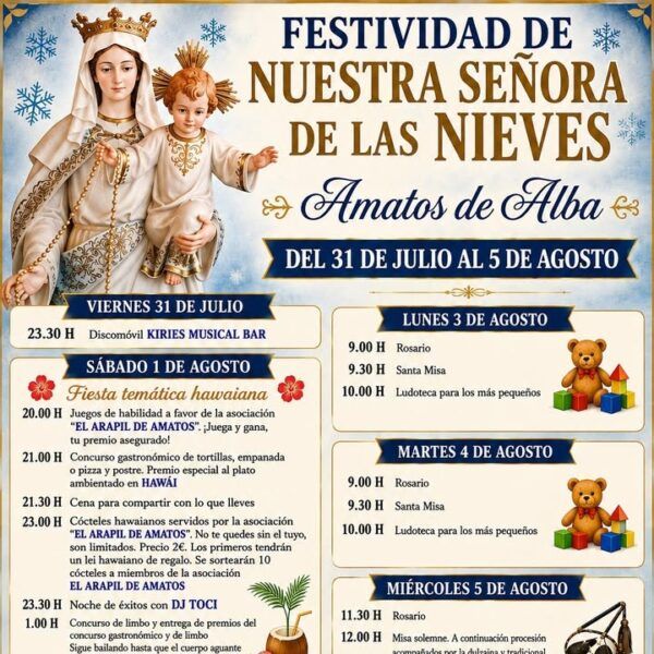 Cartel de la programación de las fiestas de Amatos en Alba de Tormes