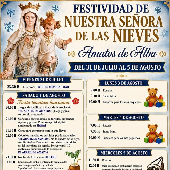 Cartel de la programación de las fiestas de Amatos en Alba de Tormes