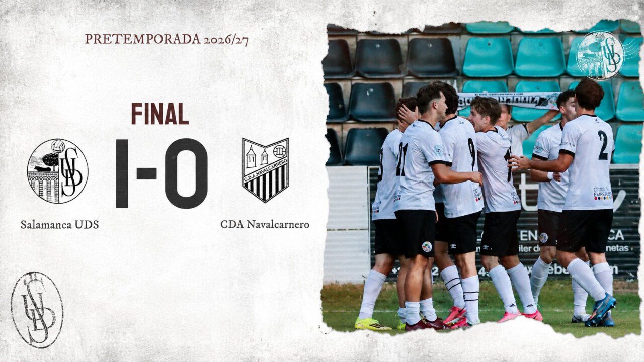 Jugadores del Salamanca UDS celebrando una victoria en un partido de pretemporada