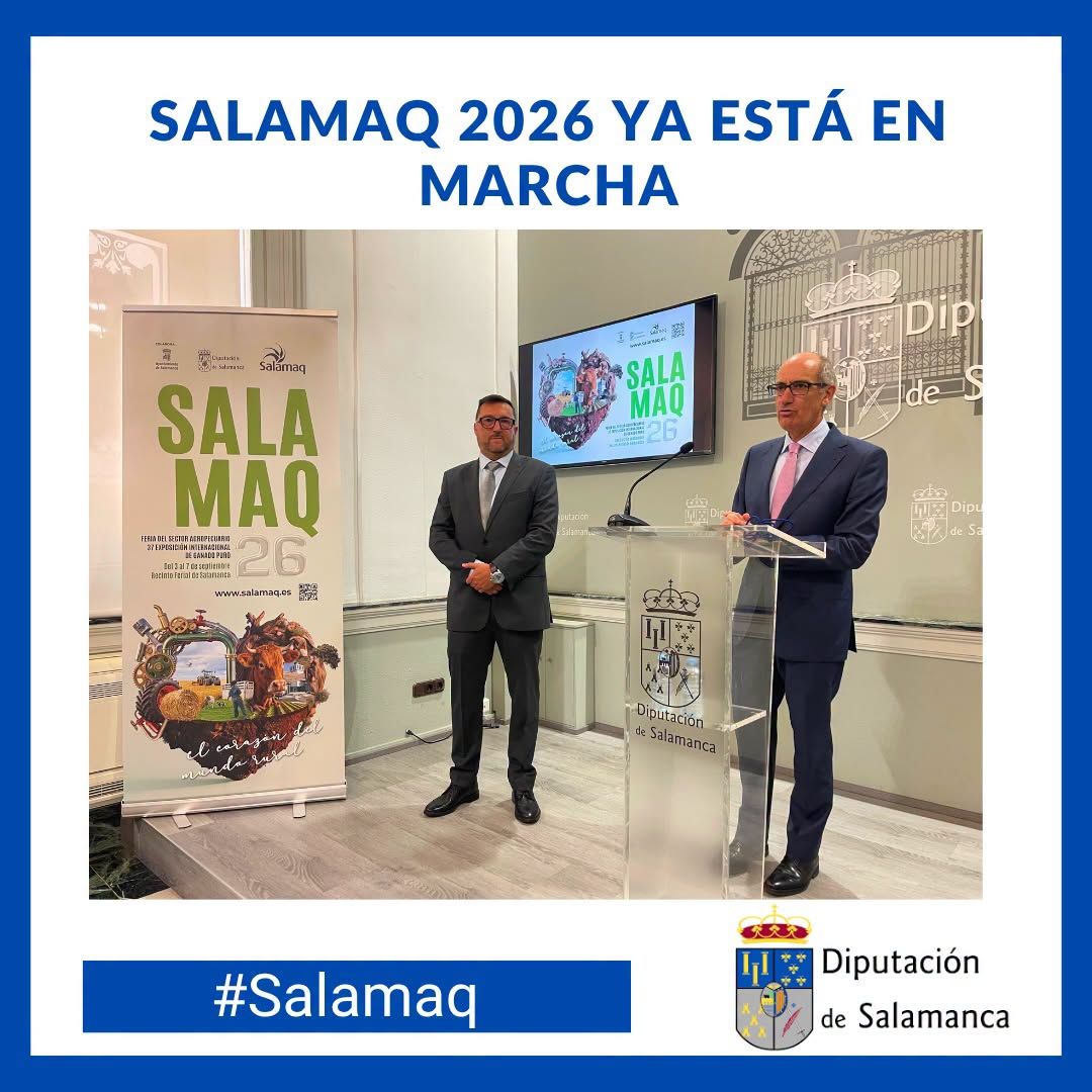 Presentación de Salamaq 2026 con dos ponentes y cartel informativo