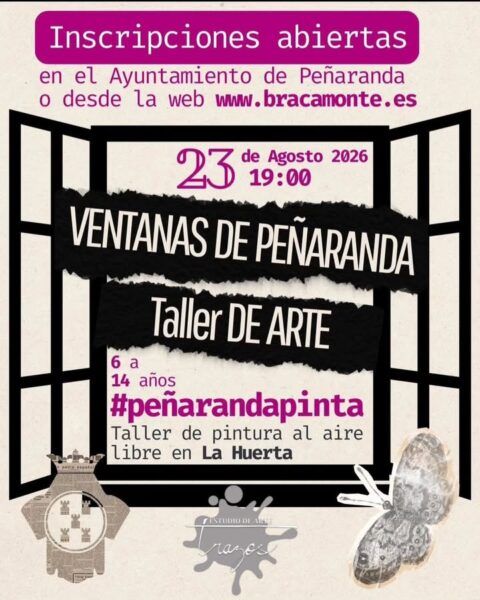 Cartel del taller de pintura infantil al aire libre en Peñaranda