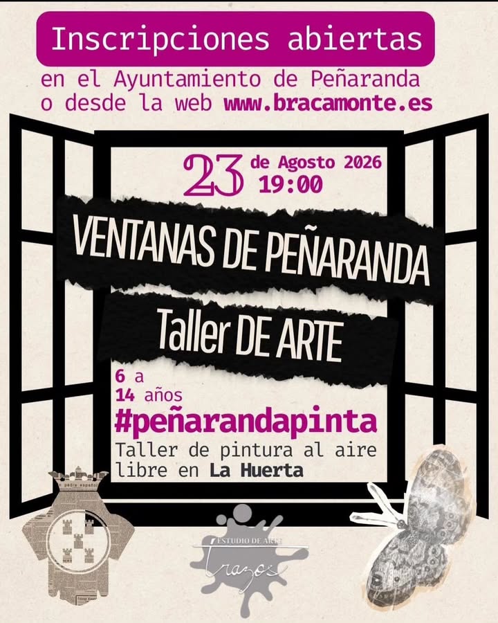 Cartel del taller de pintura infantil al aire libre en Peñaranda