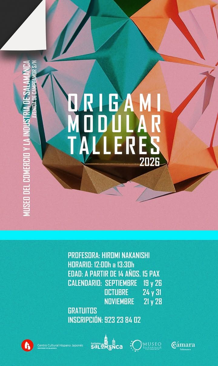 Cartel promocional de talleres de origami en Salamanca