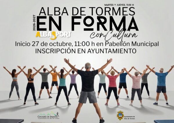 Grupo de personas realizando ejercicios en un programa deportivo en Alba de Tormes