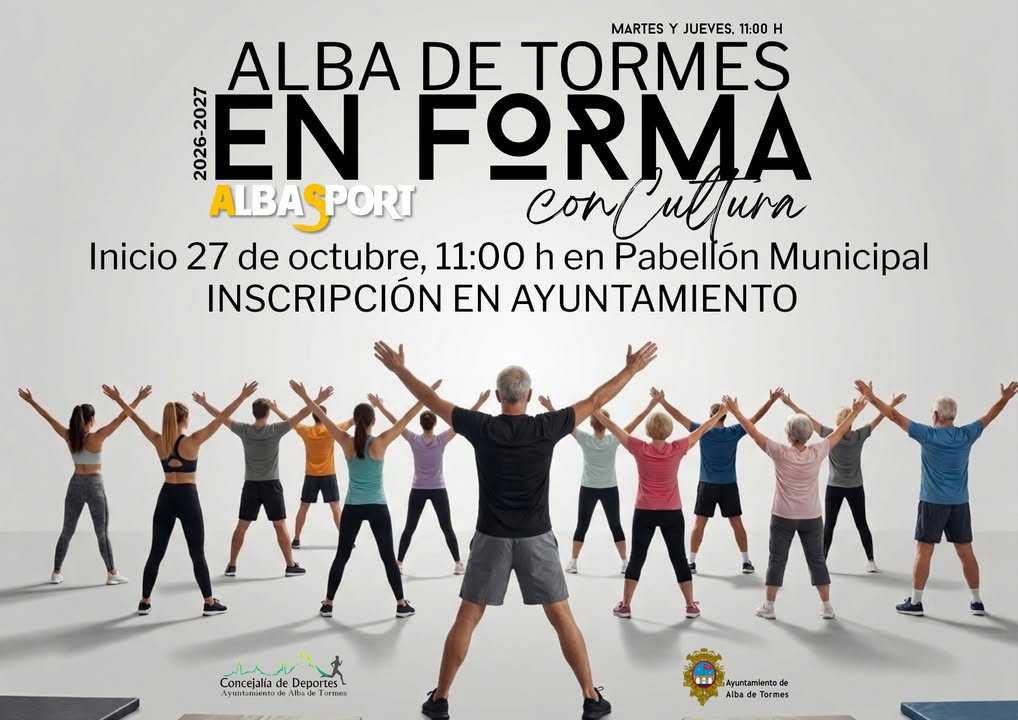 Grupo de personas realizando ejercicios en un programa deportivo en Alba de Tormes
