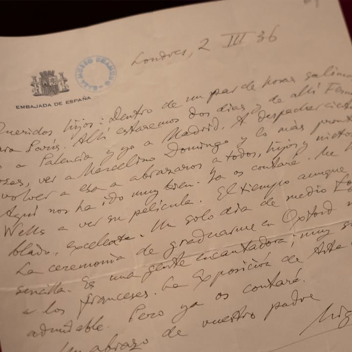 Carta de Unamuno escrita en Londres en 1936