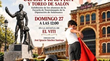 Alumnos de la Escuela de Tauromaquia de Salamanca realizan una clase práctica en La Glorieta