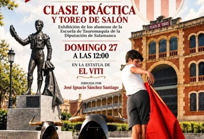 Alumnos practicando toreo en La Glorieta de Salamanca