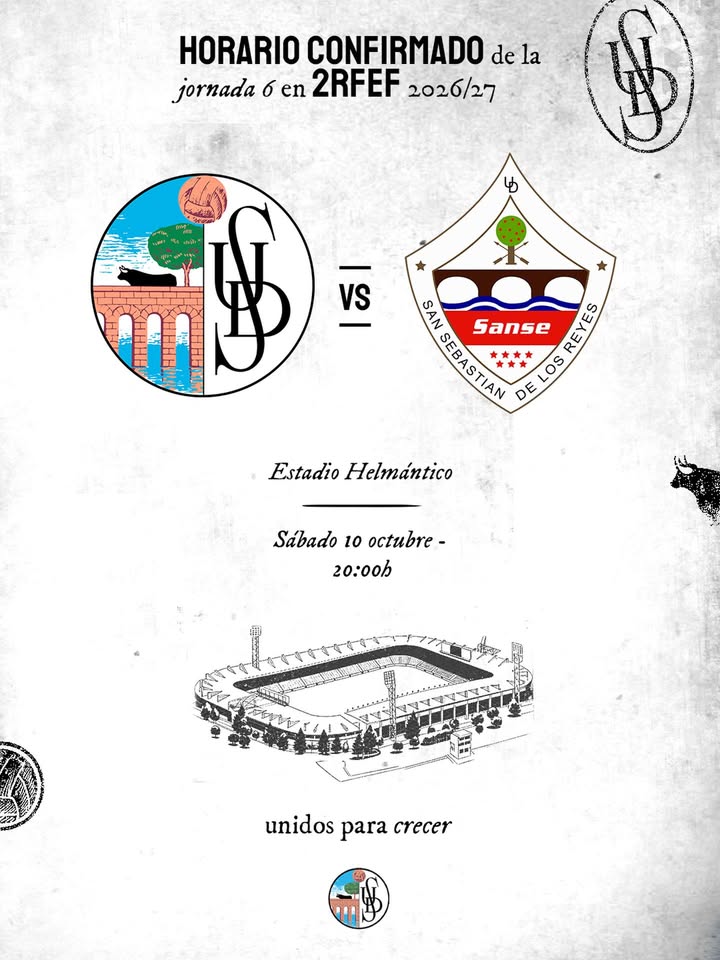 Cartel del partido entre Salamanca CF UDS y U D San Sebastián de los Reyes