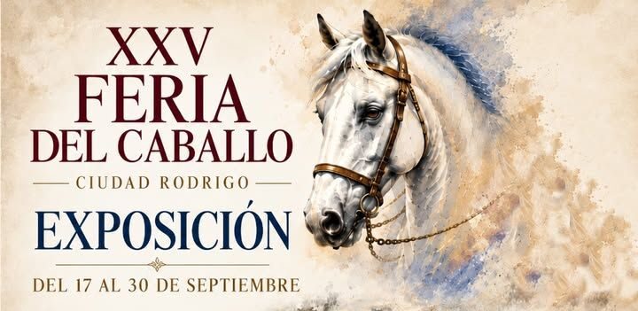 Cartel de la inauguración de la exposición de pintura y escultura en la Feria del Caballo.