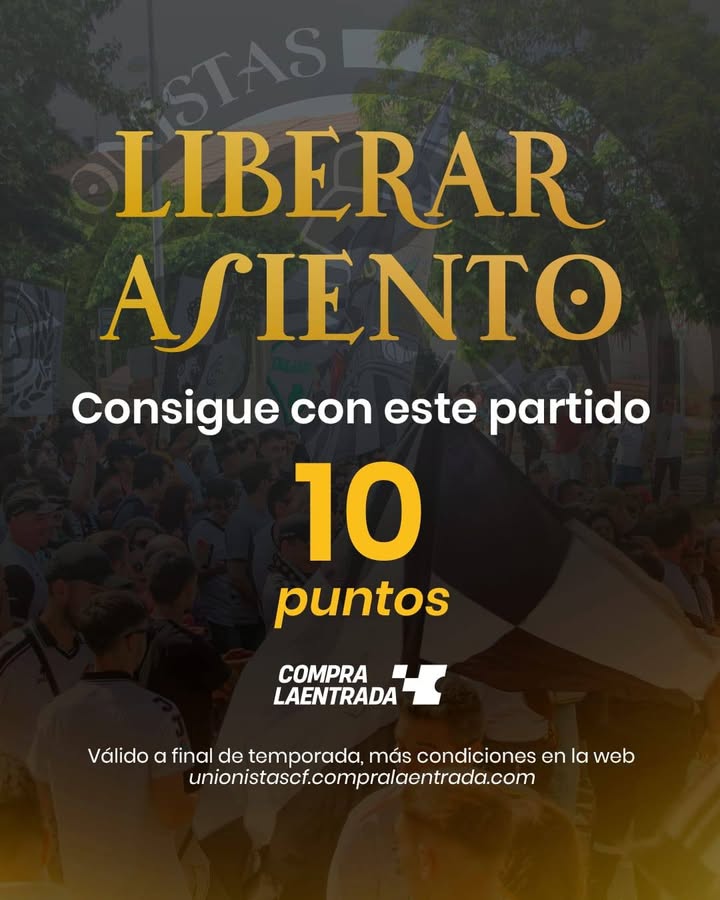 Cartel que promueve la liberación de asientos para el partido de Unionistas de Salamanca