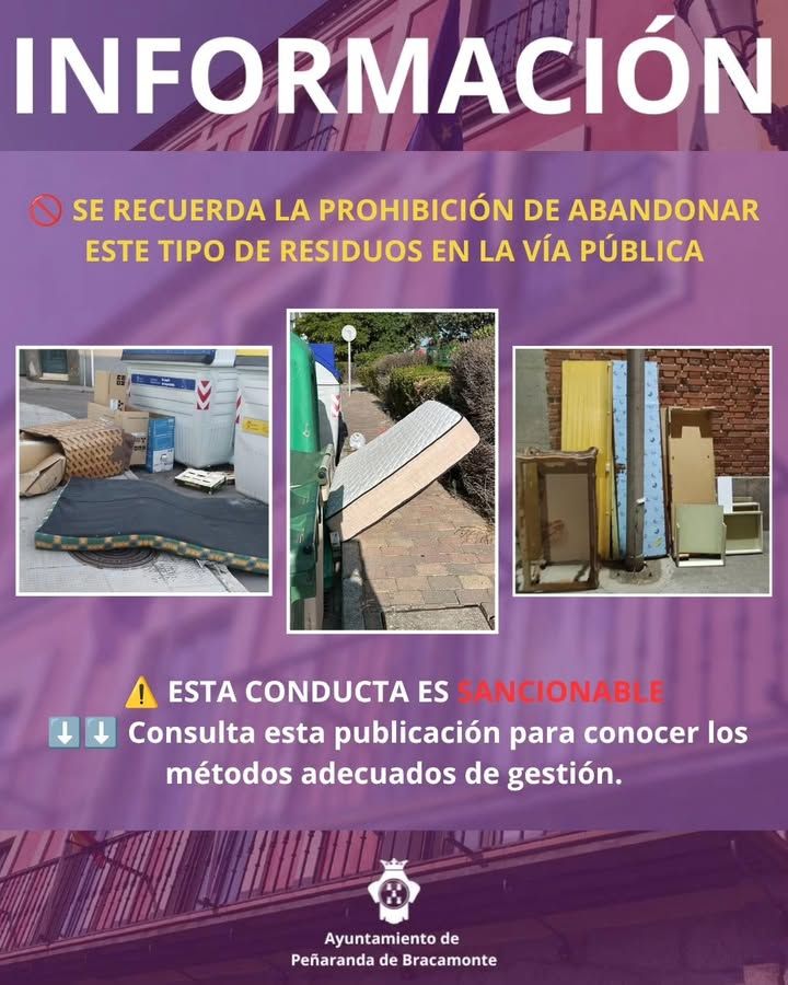 Cartel informativo sobre la prohibición de abandonar residuos en la vía pública