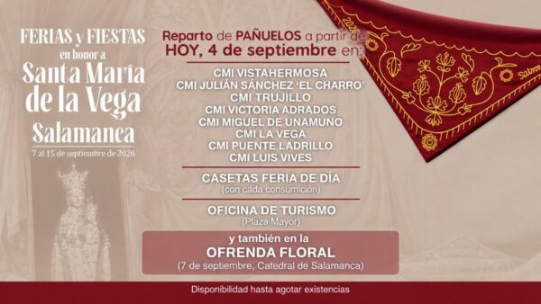 Reparto de pañuelos especiales en Salamanca durante las Ferias y Fiestas.
