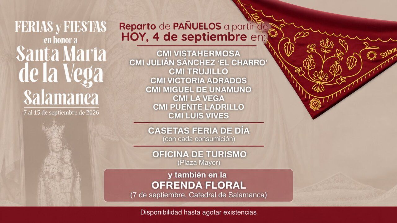 Reparto de pañuelos especiales en Salamanca durante las Ferias y Fiestas.