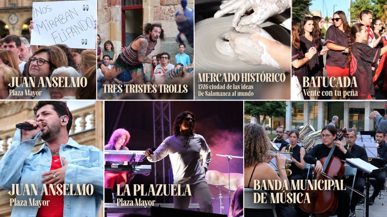 Imágenes de un evento de ferias en Salamanca con música y tradición