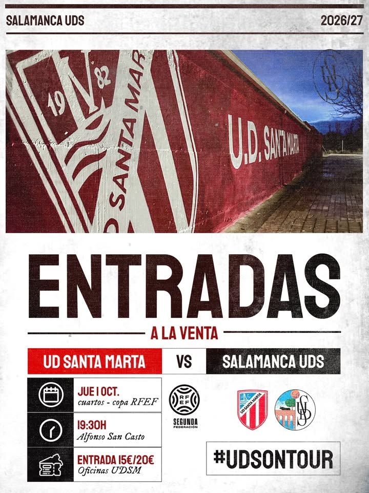 Cartel de venta de entradas para la Copa RFEF en Santa Marta de Tormes