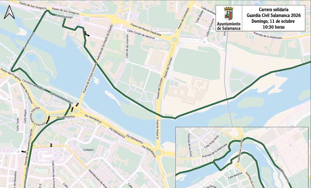 Mapa de la carrera solidaria de la Guardia Civil en Salamanca