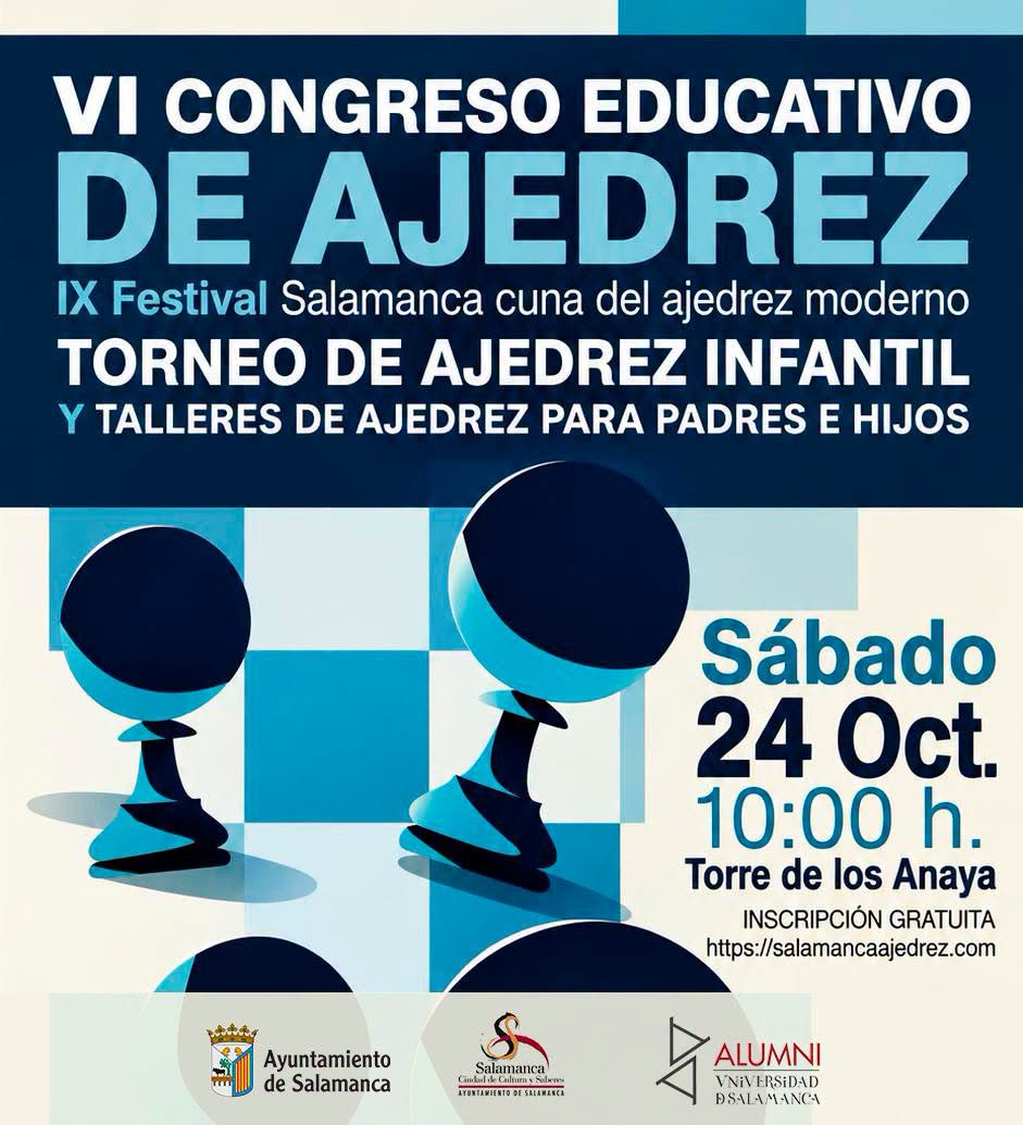 Cartel ilustrado del VI Congreso Educativo de Ajedrez en Salamanca
