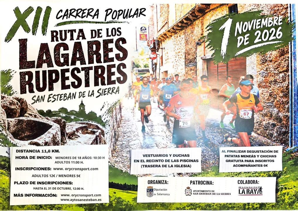 Cartel de la XII Ruta de los Lagares Rupestres con corredores y datos de la carrera