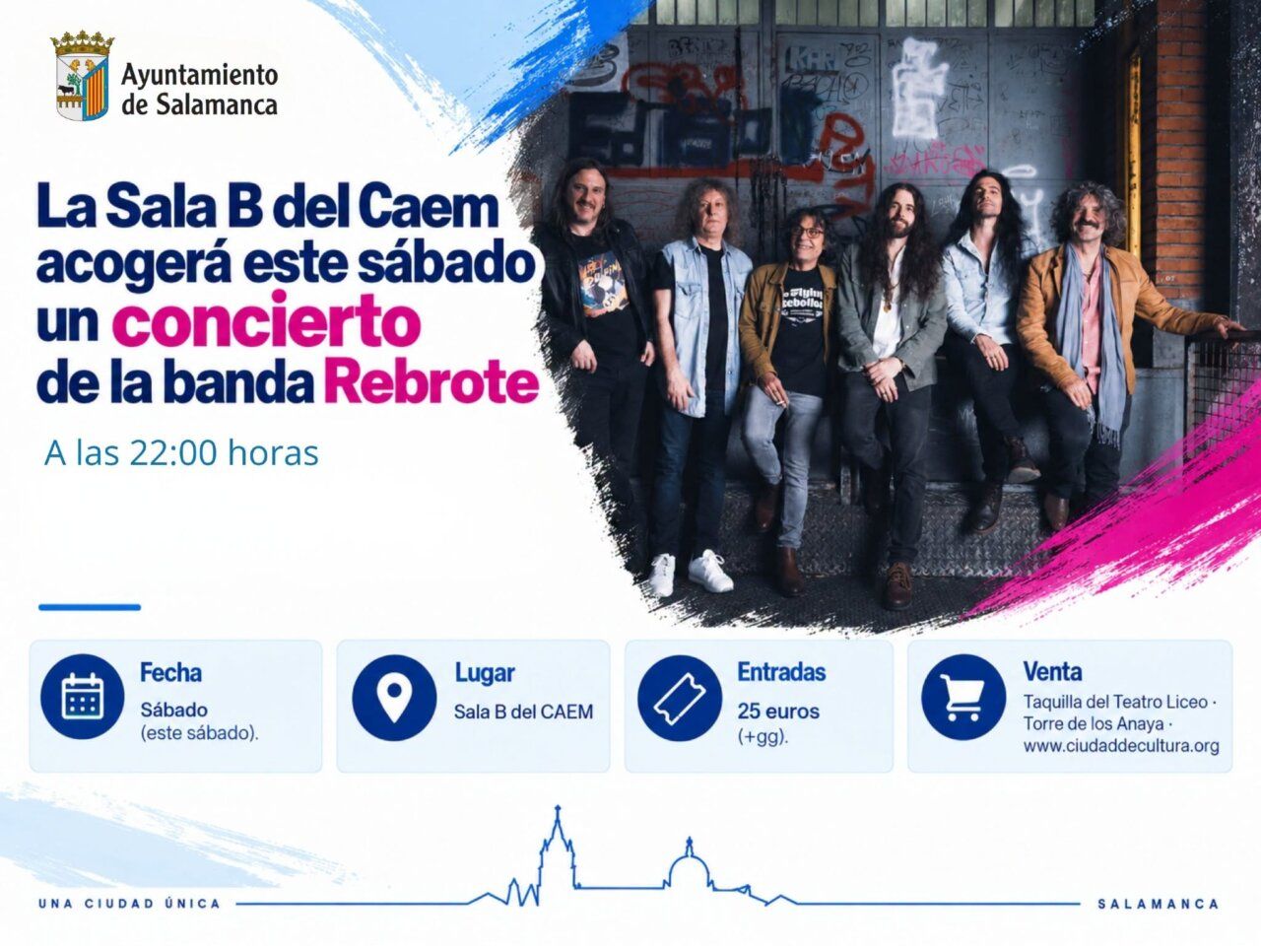 Concierto de la banda Rebrote en la Sala B del CAEM en Salamanca