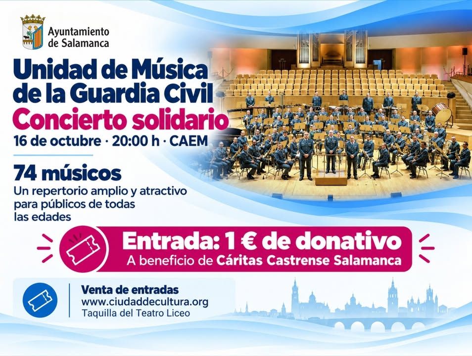 Concierto solidario de la Unidad de Música de la Guardia Civil en Salamanca