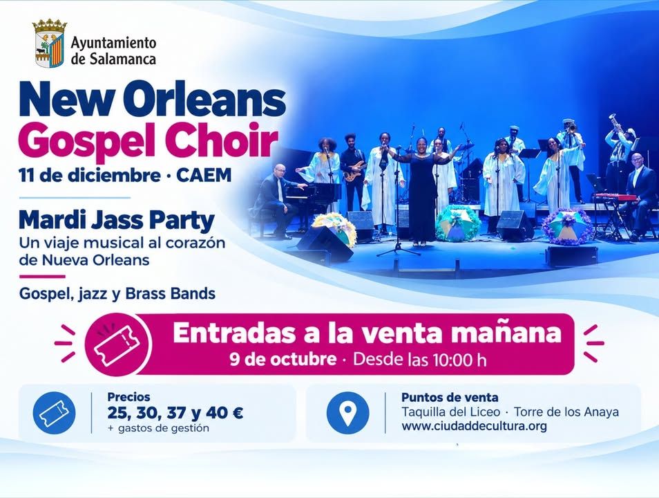 Concierto del New Orleans Gospel Choir en el CAEM con músicos en el escenario