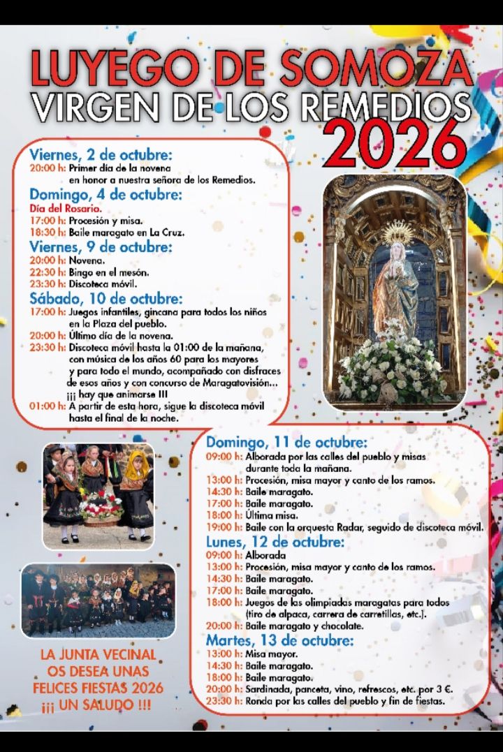 Cartel de las fiestas de Nuestra Señora de los Remedios en Luyego de Somoza 2026