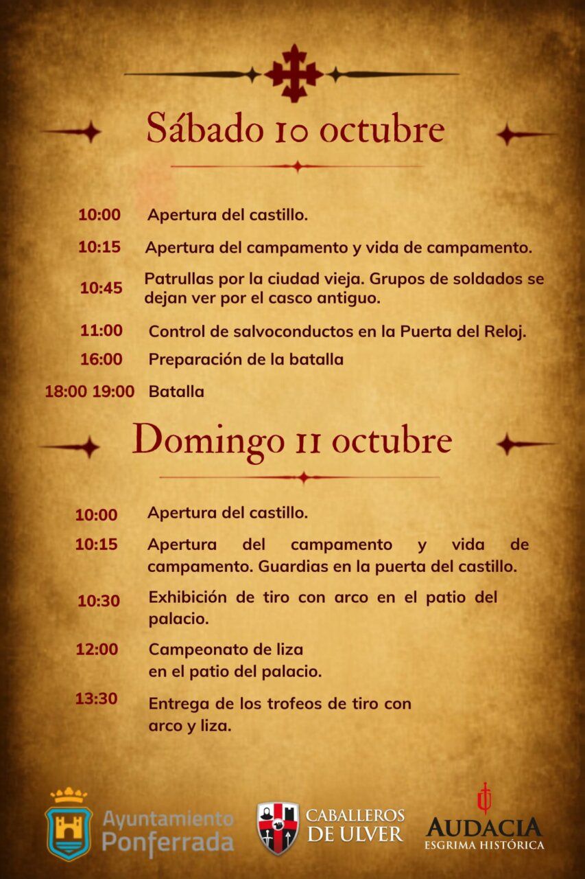 Programa del evento Irmandiños 2026 en Ponferrada
