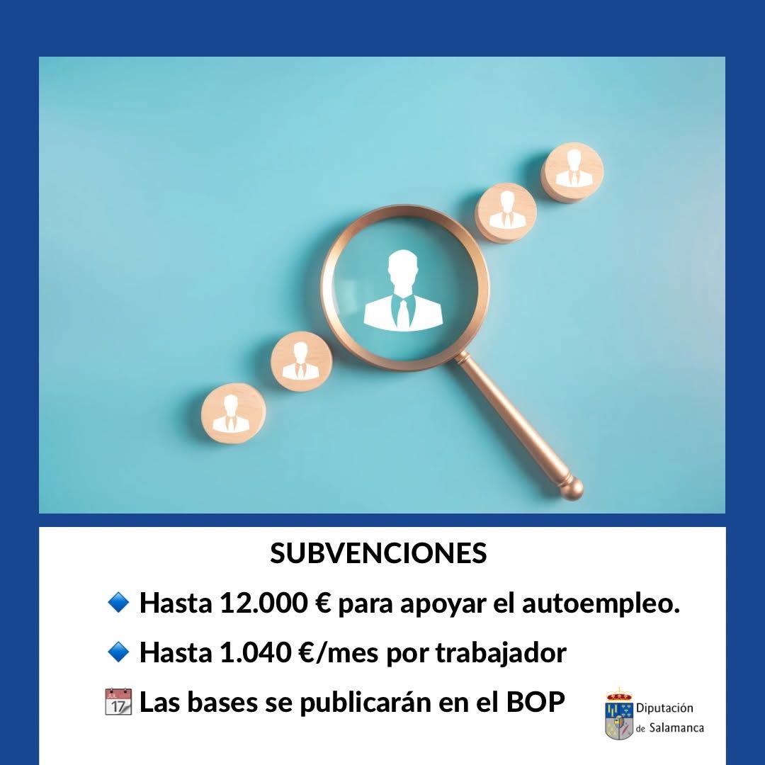 Imagen sobre subvenciones para autoempleo en Salamanca con iconos de personas.