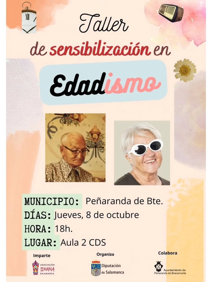 Cartel del taller de sensibilización sobre edadismo en Peñaranda de Bracamonte